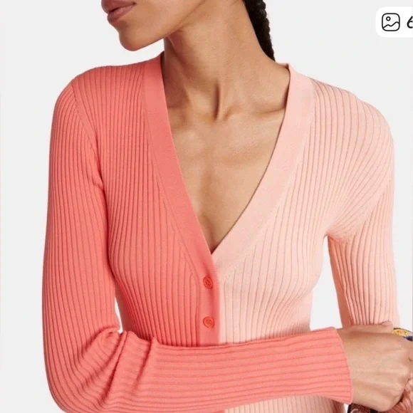 STAUD Shoko Coral and Peach Long Sleeve Dress - Picture 4 of 7